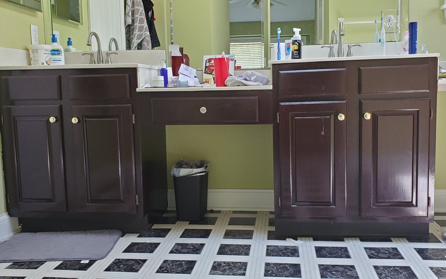 Dark bathroom vanity cabinets before Dark bathroom vanity cabinets before — Segor Painting, Columbus OH