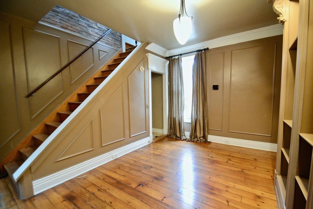 Interior wainscoting staircase before — Segor Painting, Columbus OH