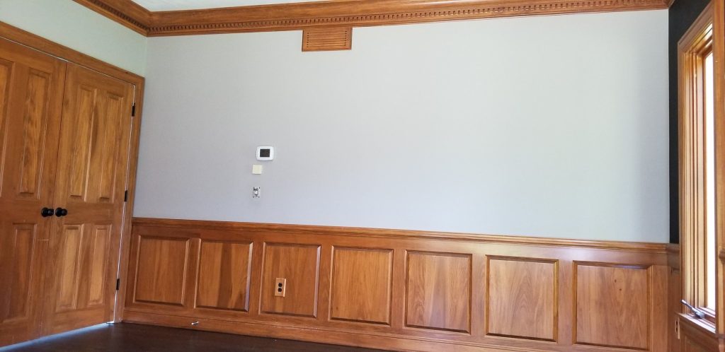 Wainscoting door trim stain before — Segor Painting, Columbus OH